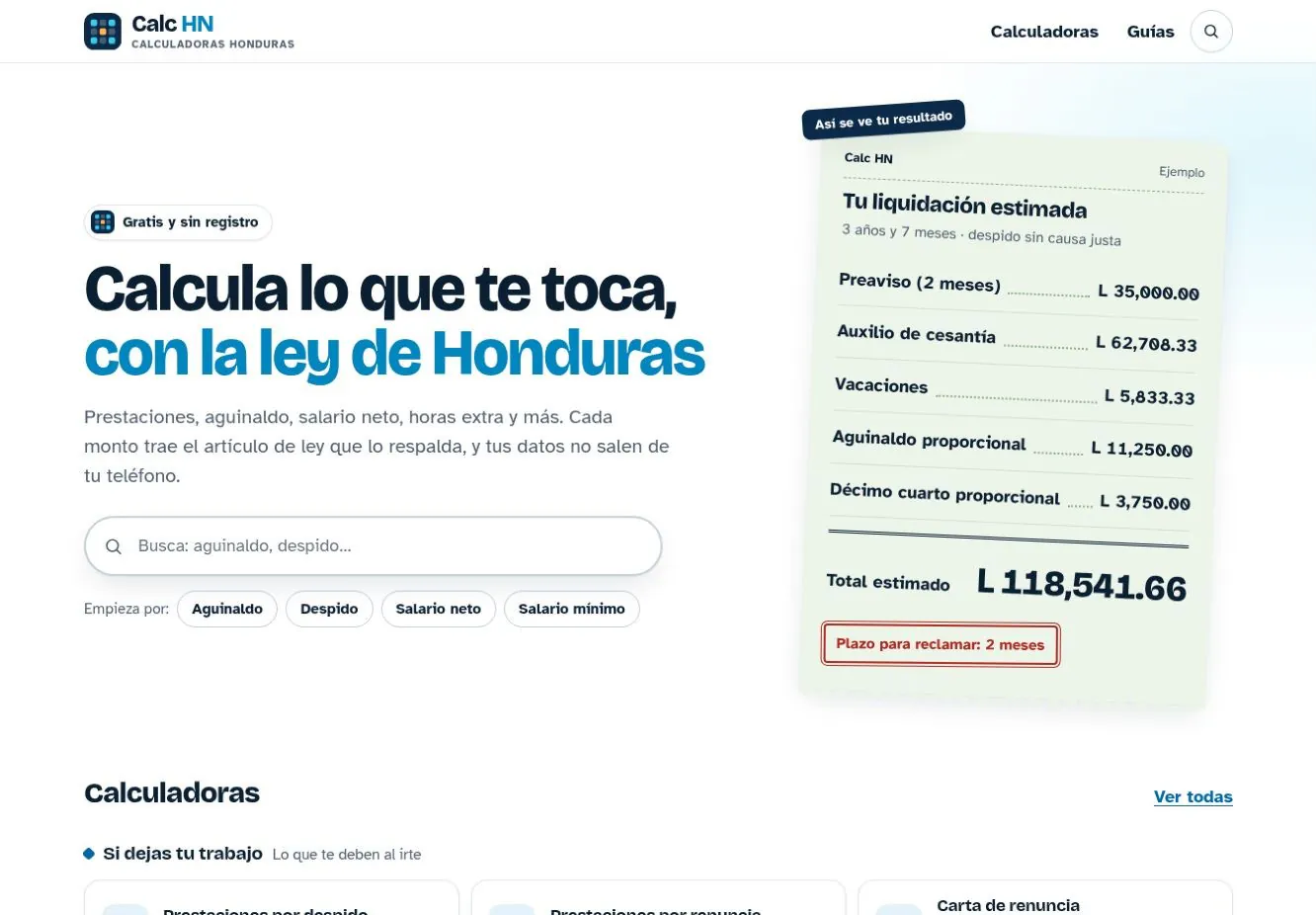 Portada de Calculadoras Honduras